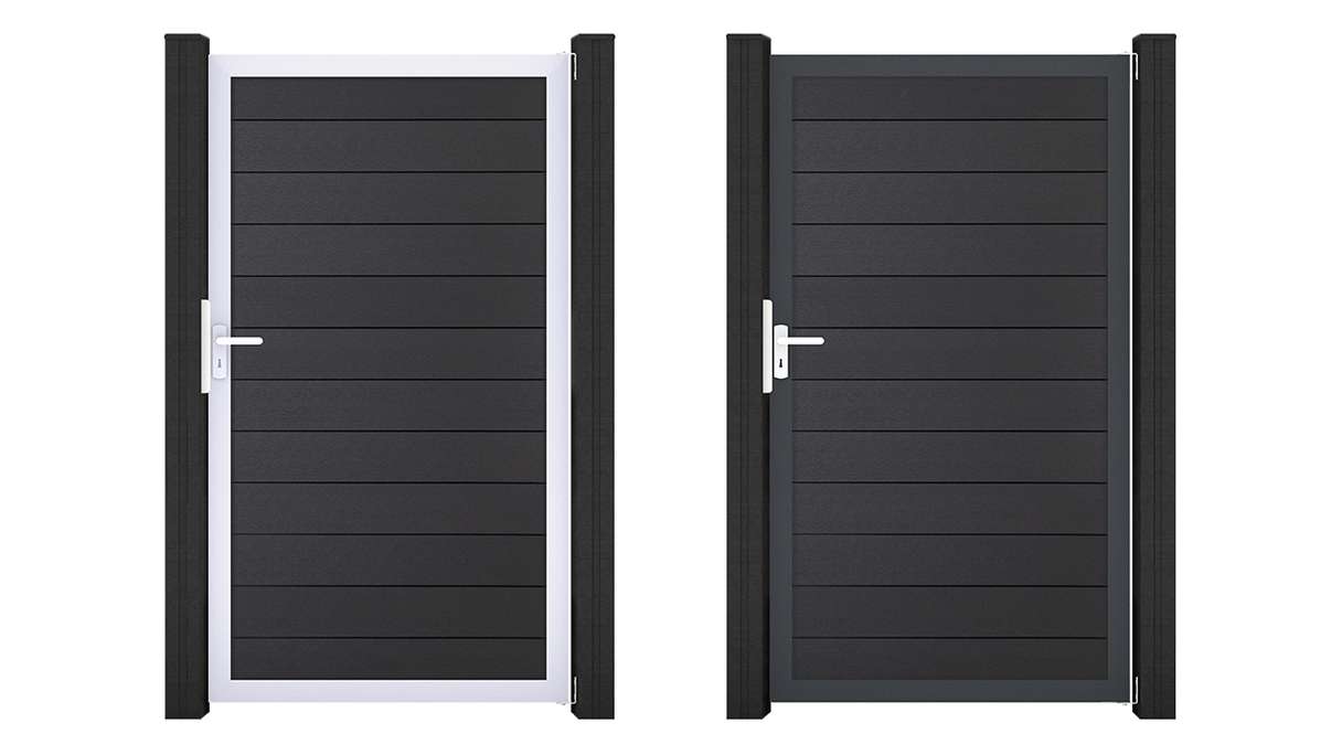 planeo Gardence Strong – BPC Universal Gate, Anthracite Grey with Aluminium Frame, 100 x 180 cm