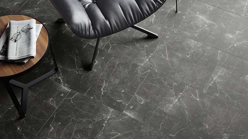 planeo Rigid click vinyl - Stone Botticino Dark Matt | Impact sound insulation integrated (100P2909MT)