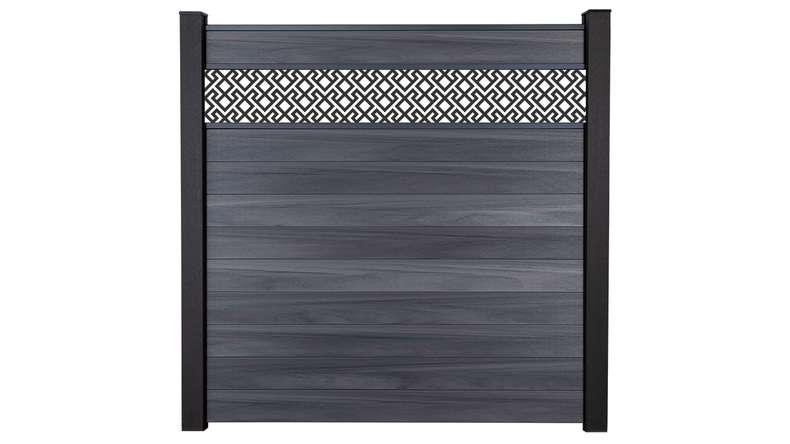 planeo Gardence Strong - BPC plug-in fence Abstract stone grey co-ex 180 x 180 cm