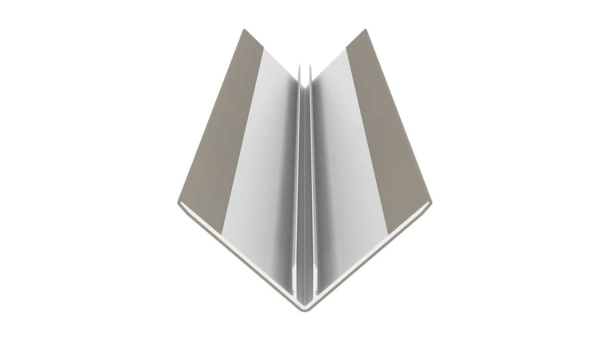 planeo LINEA – Aluminium CoEx external corner profile, light grey, 3000 x 66 x 66 mm