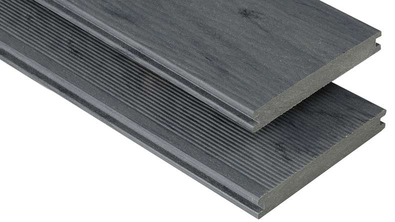 planeo WPC - decking board solid smoked oak 2.50m - ribbed