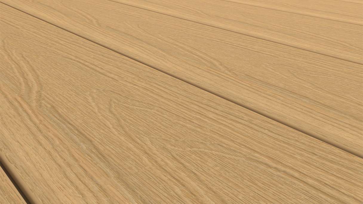 planeo MAXLine Nature - WPC CoEx coated XL decking board hollow chamber - sand 3m textured/smooth brushed