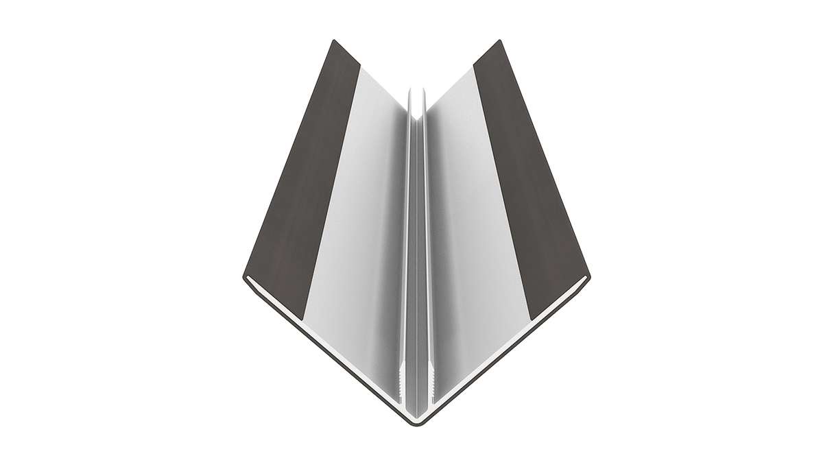 planeo LINEA – Aluminium CoEx external corner profile, dark grey, 3000 x 66 x 66 mm