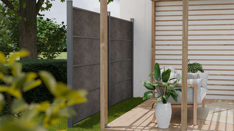 planeo Gardence Resistant - HPL plug-in fence anthracite grey 180 x 183 cm