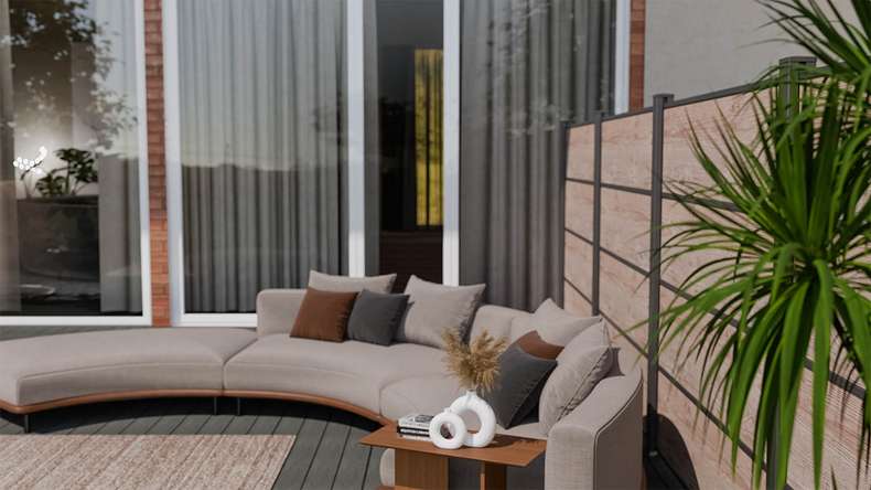 planeo Gardence Resistant - HPL plug-in fence wood look 180 x 183 cm