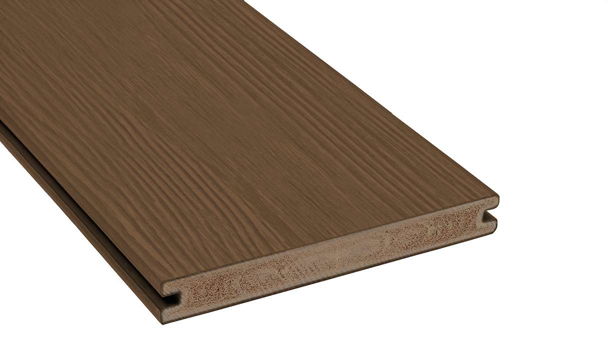 planeo Authentic Wood – Solid BPC decking board – Chocolate Brown textured