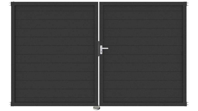 planeo Gardence aluminium door - DIN right 2-leaf anthracite with anthracite aluminium frame