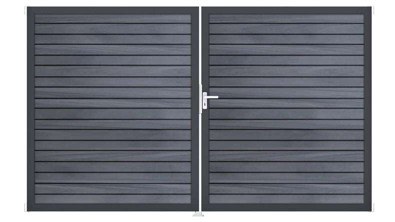 planeo Gardence Rhombus door - DIN right 2-leaf stone grey co-ex with anthracite aluminium frame
