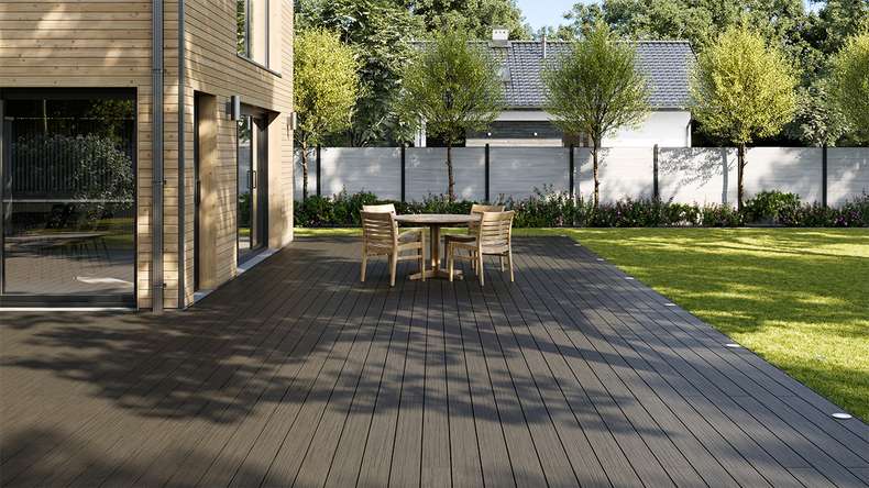 planeo AntikWood WPC decking complete set solid planks - anthracite grey antique aged