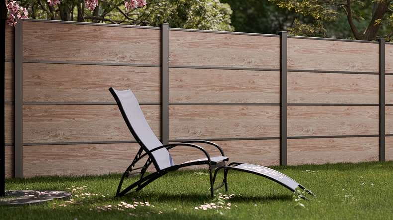 planeo Gardence Resistant - HPL plug-in fence wood look 180 x 183 cm