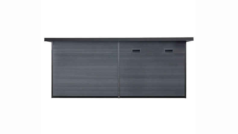 planeo WPC Single-Pitch Roof Garden Shed XXL – Anthracite 560 x 288 cm