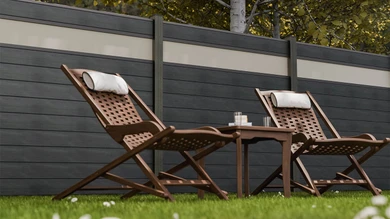 planeo Gardence Strong - BPC plug-in fence glass satin stone grey co-ex 180 x 180 cm