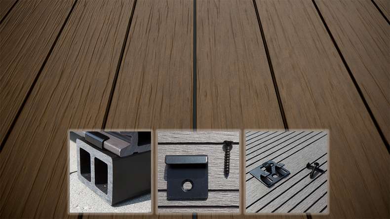 planeo AntikWood WPC decking complete set solid planks - brown antique aged