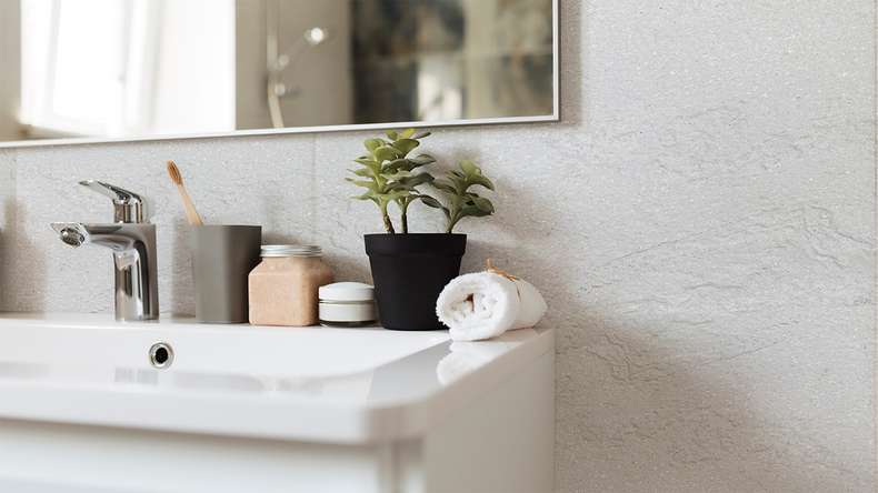 planeo EVOLITH Slate&Stone - Natural stone wall cladding Crystal White 1220 x 610 mm