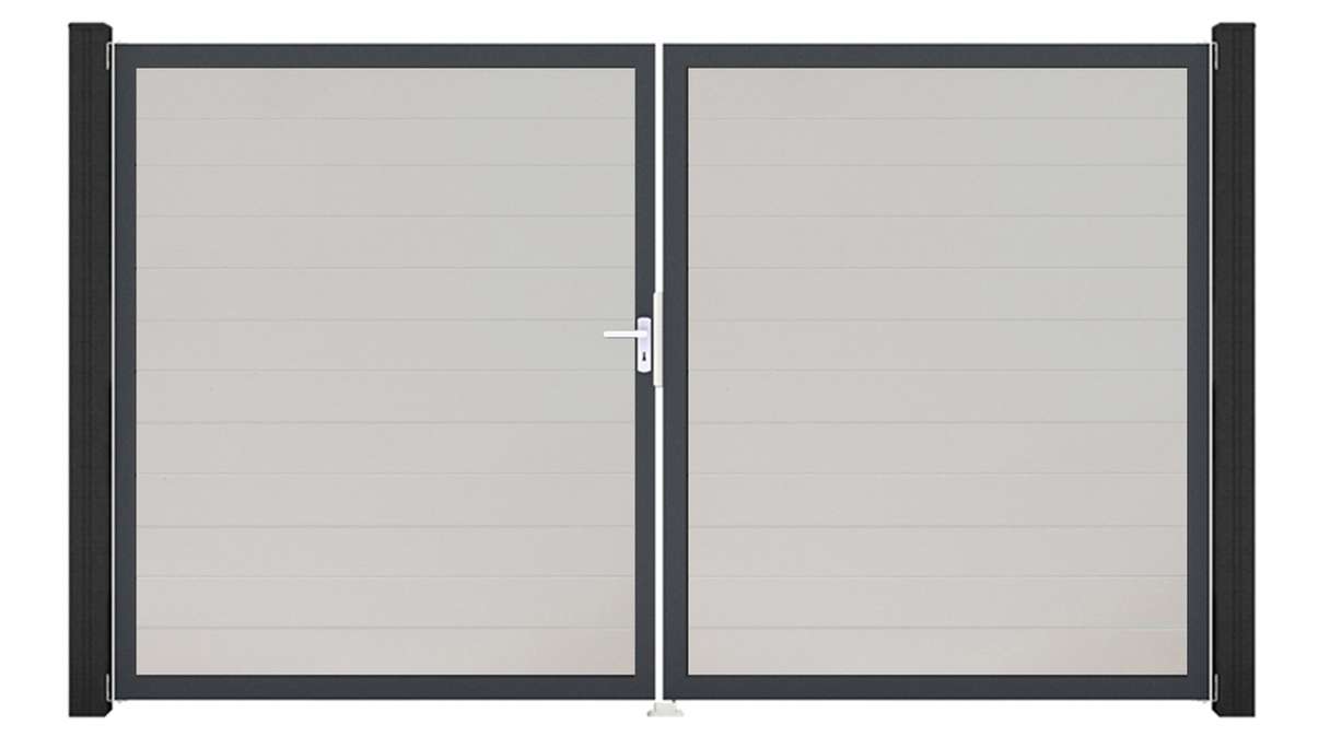 planeo Gardence Simply Small - PVC door - DIN left 2-leaf white with anthracite aluminium frame | DB703 300 x 180 cm