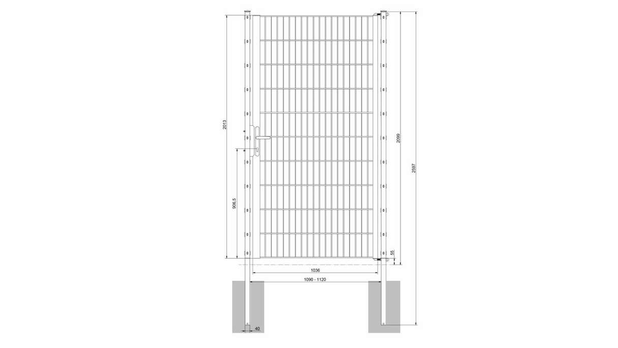 Universal door light 1-leaf anthracite H 2000 x W 1090 mm incl. gateposts