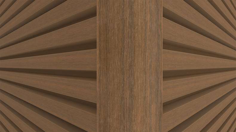 planeo LINEA – Aluminium CoEx external corner profile, Burma Teak, 3000 x 66 x 66 mm