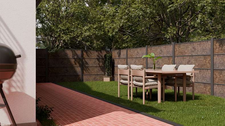 planeo Gardence Resistant - HPL plug-in fence rust-look 180 x 183 cm