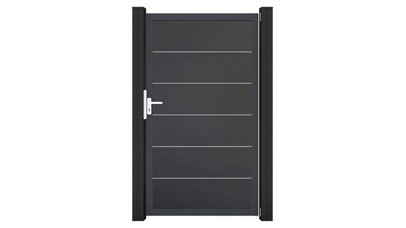 planeo Gardence Simply Premium – Universal PVC gate in anthracite grey with aluminium frame, 100 x 180 cm