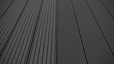 planeo LineWood WPC decking board solid - dark grey 3m grooved/grooved