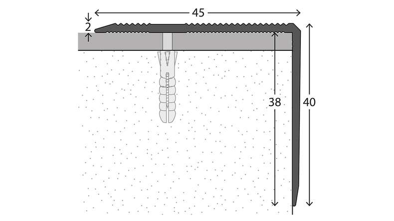 planeo stair nosing profile 492 silver 250 cm