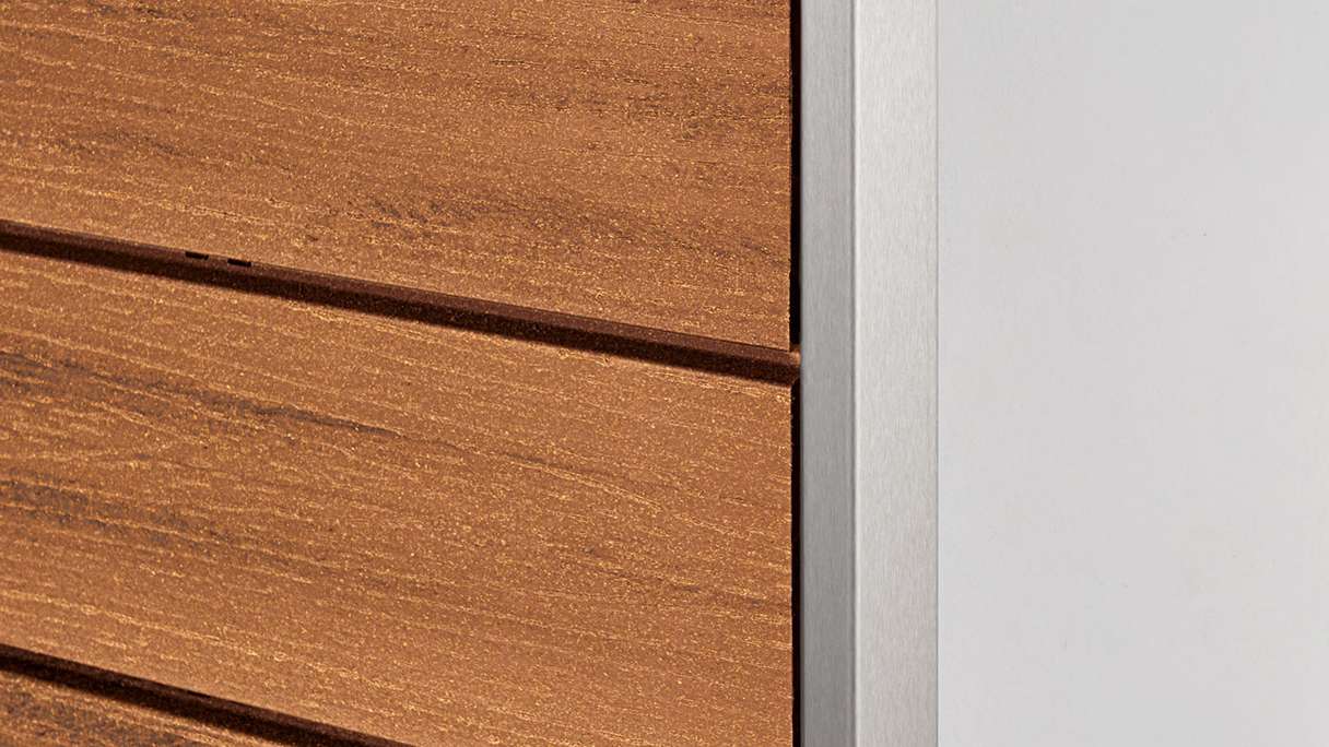 planeo Fassado - WPC rhombus strip façade cladding amber brown