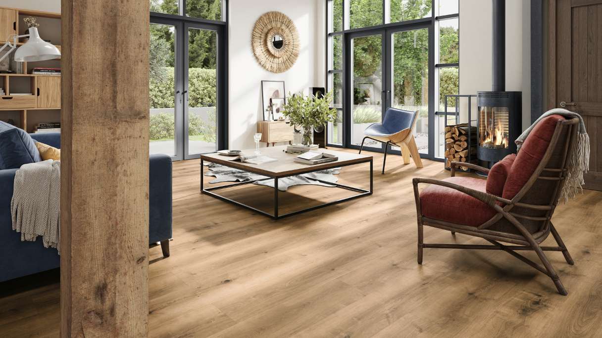 planeo Rigid Click Vinyl - SolutionX 2in1 Oak Natural Brown | Impact sound insulation integrated (ECF-0086)