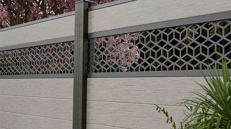 planeo Gardence Strong - BPC plug-in fence Cube Bi-Colour Sand 180 x 180 cm