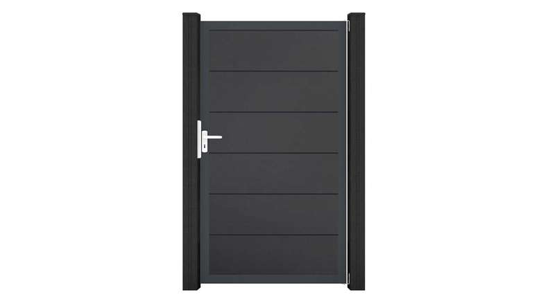 planeo Gardence Simply – Universal PVC gate in anthracite grey with aluminium frame, 100 x 180 cm