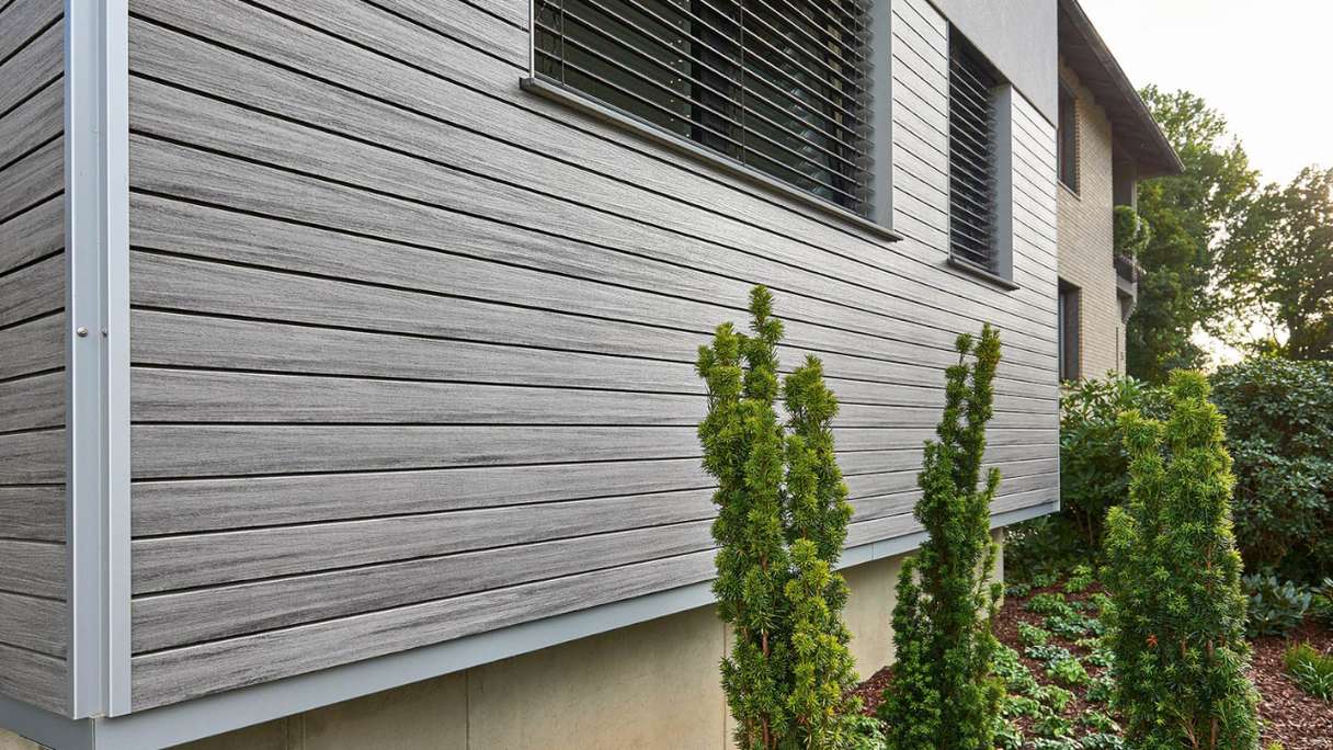 planeo Fassado - WPC rhombus strip facade cladding graphite grey