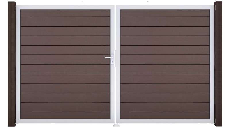 planeo Gardence BPC door - DIN left 2-leaf Terra with silver aluminium frame