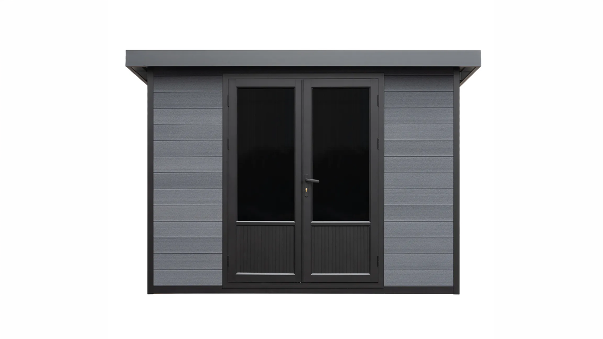 planeo WPC Single-pitch Roof Garden Shed M – Anthracite 280 x 280 cm