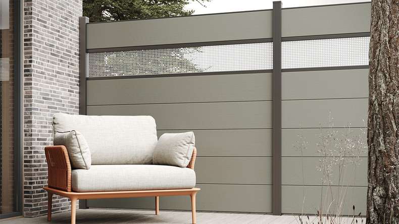 planeo Solid Grande - plug-in fence grey