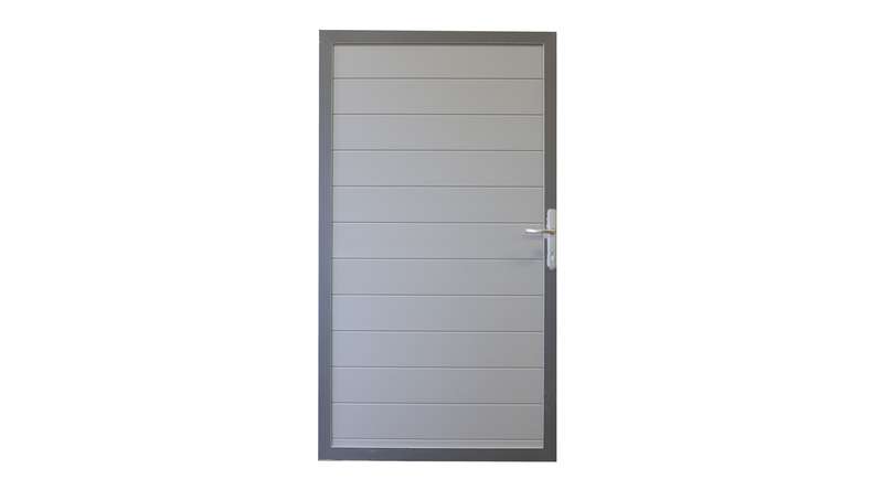 planeo Alumino - universal door silver grey with anthracite aluminium frame