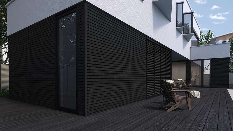 planeo LINEA Slim – WPC CoEx cladding, black, 2900 x 215 mm