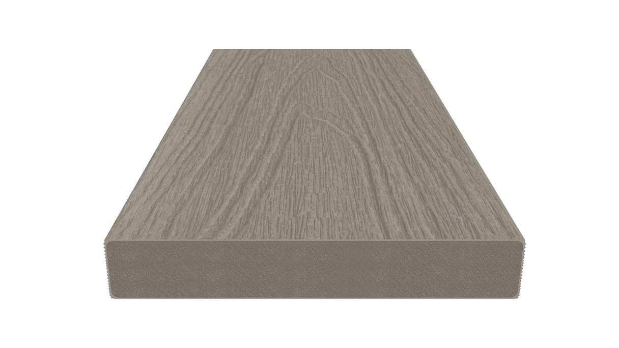 planeo UNIDeck – WPC CoEx-coated decking board, light grey, 3m – textured/smooth brushed
