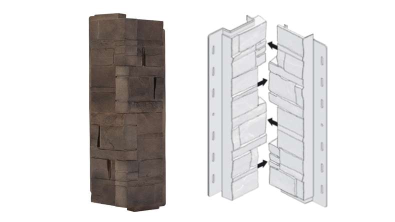 planeo façade corners layered stone Brownstone - 406 x 149 mm