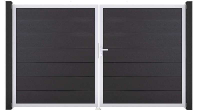 planeo Gardence Grande BPC door - DIN right 2-leaf anthracite grey with silver aluminium frame