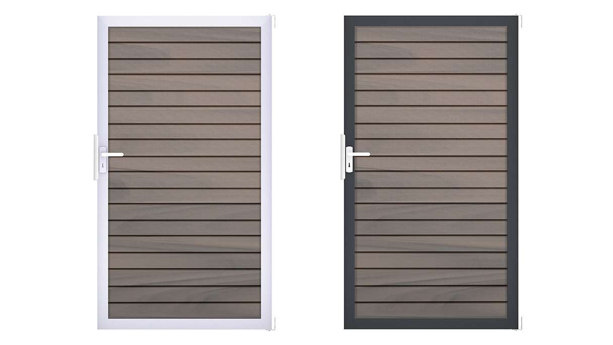 planeo Gardence Trendy – BPC Rhombus Universal Gate – Two-tone co-extruded with aluminium frame 100 x 180 4 cm