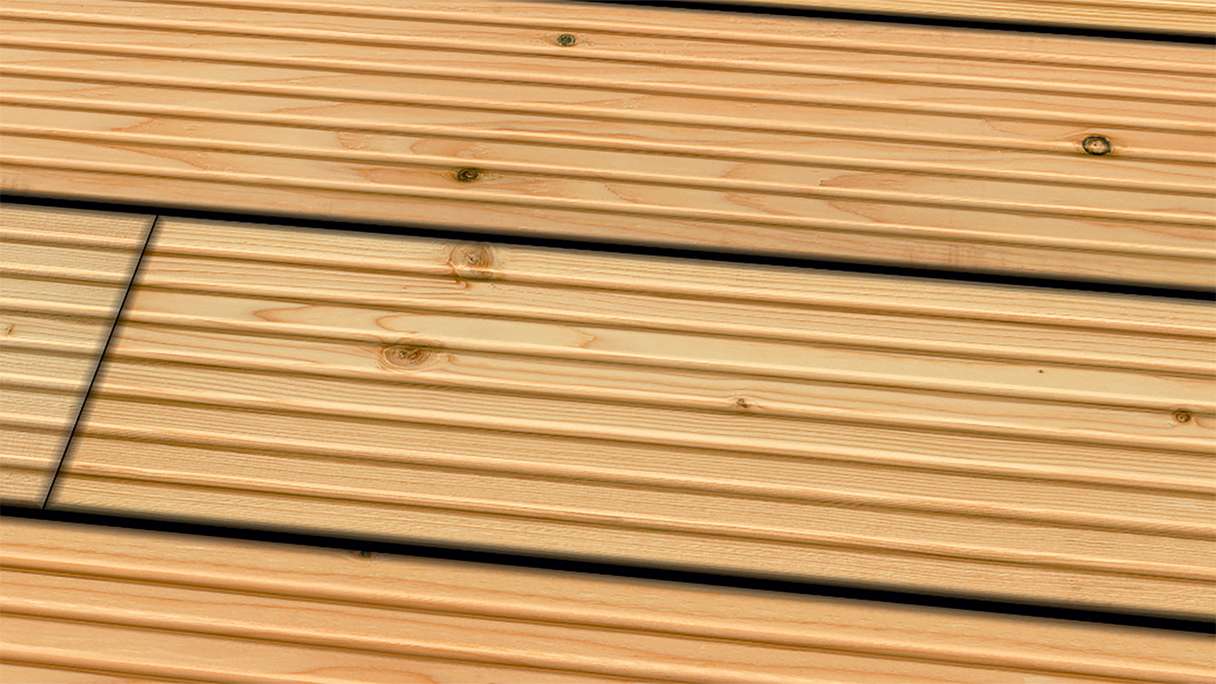 TerraWood wooden decking - Douglas fir Canadian - grooved / grooved