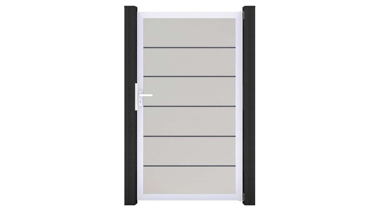 planeo Gardence Simply Premium – White universal PVC gate with aluminium frame, 100 x 180 cm