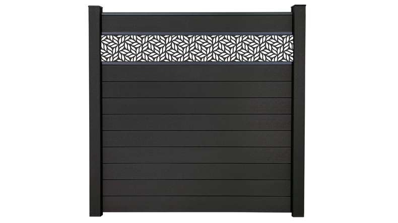 planeo Gardence Strong - BPC plug-in fence Leafs anthracite grey 180 x 180 cm