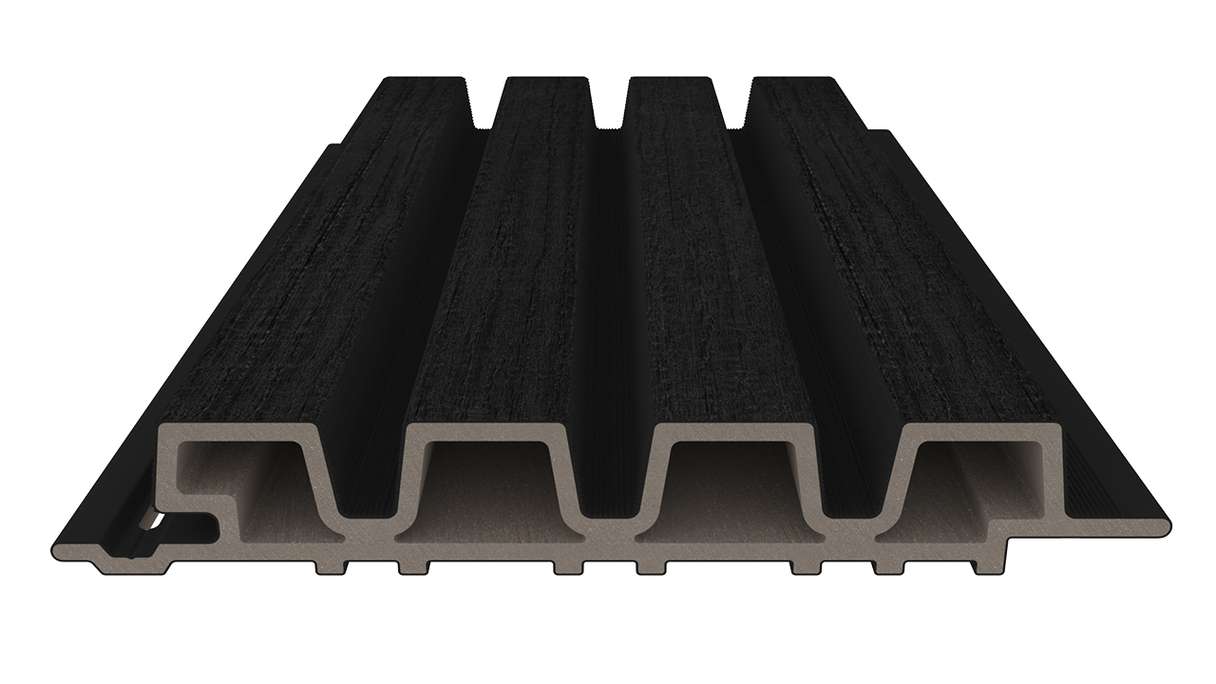 planeo LINEA Slim – WPC CoEx cladding, black, 2900 x 215 mm