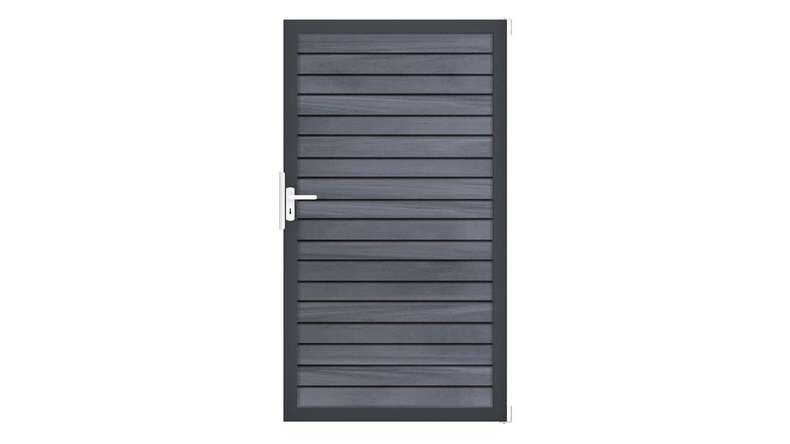 planeo Gardence Rhombus universal door - stone grey co-extruded with anthracite aluminium frame