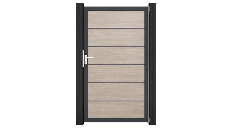 planeo Gardence Simply Premium - PVC universal door Sheffield Oak with aluminium frame in anthracite | DB703 100 x 180 cm