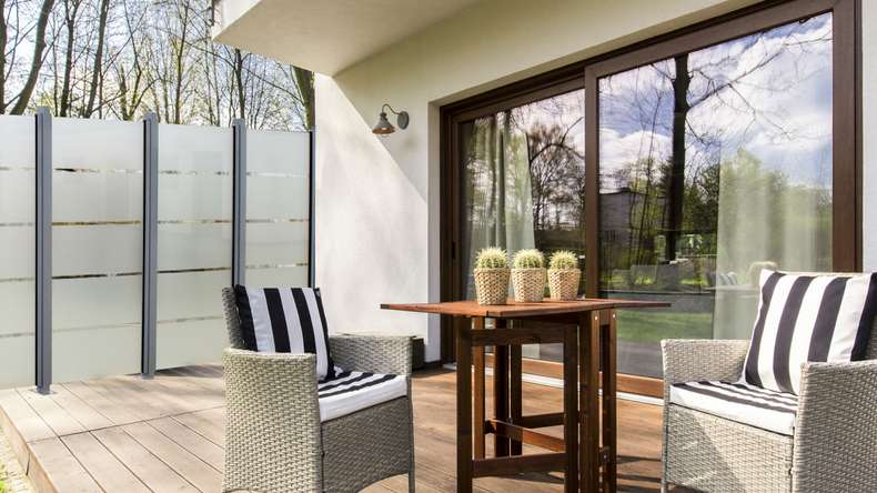 planeo Ambiente - glass privacy screen vertical block stripes 90 x 180 cm