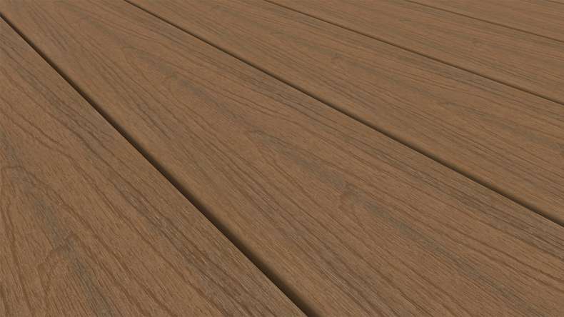 planeo WOODLine Nature - WPC CoEx coated decking board hollow chamber - Burma teak 3m textured/smooth brushed