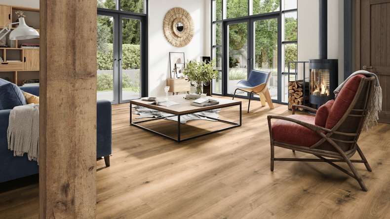 planeo Rigid Click Vinyl - SolutionX 2in1 Oak Natural Brown | Impact sound insulation integrated (ECF-0086)