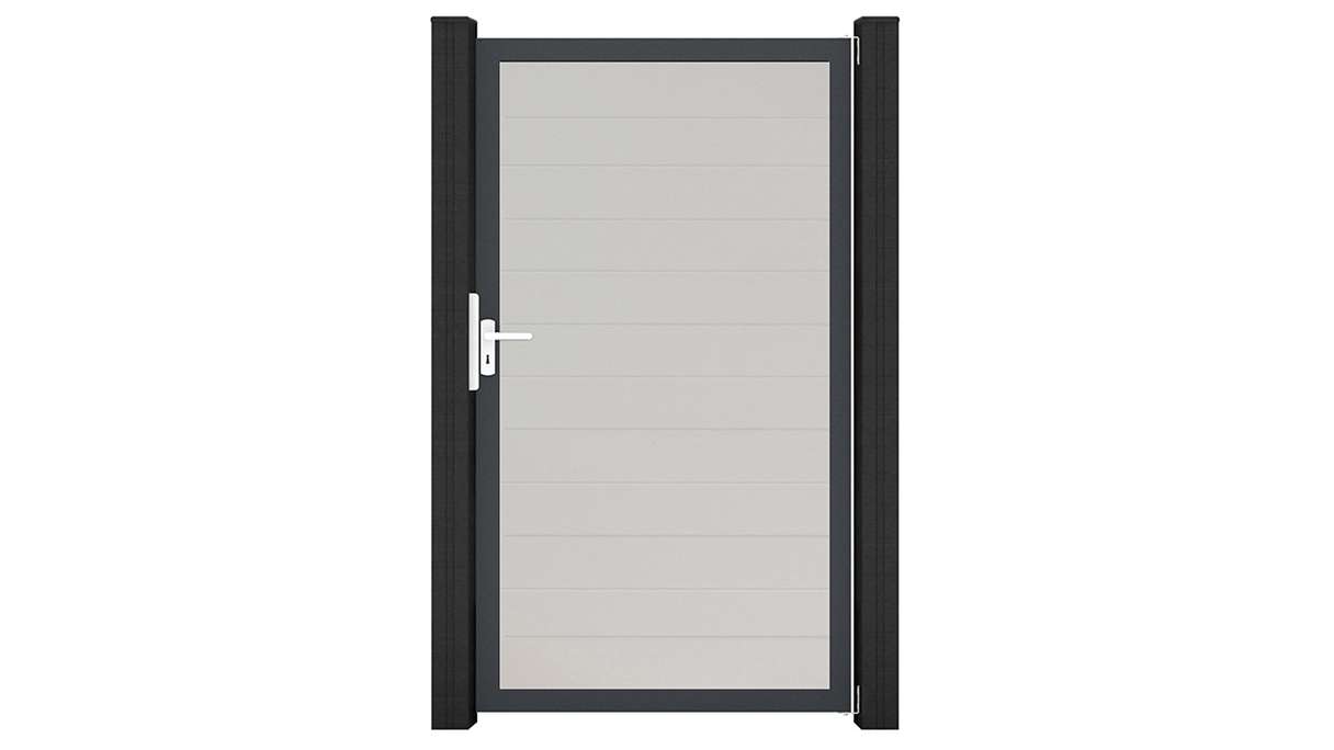 planeo Gardence Simply Small – White universal PVC gate with aluminium frame, 100 x 180 cm