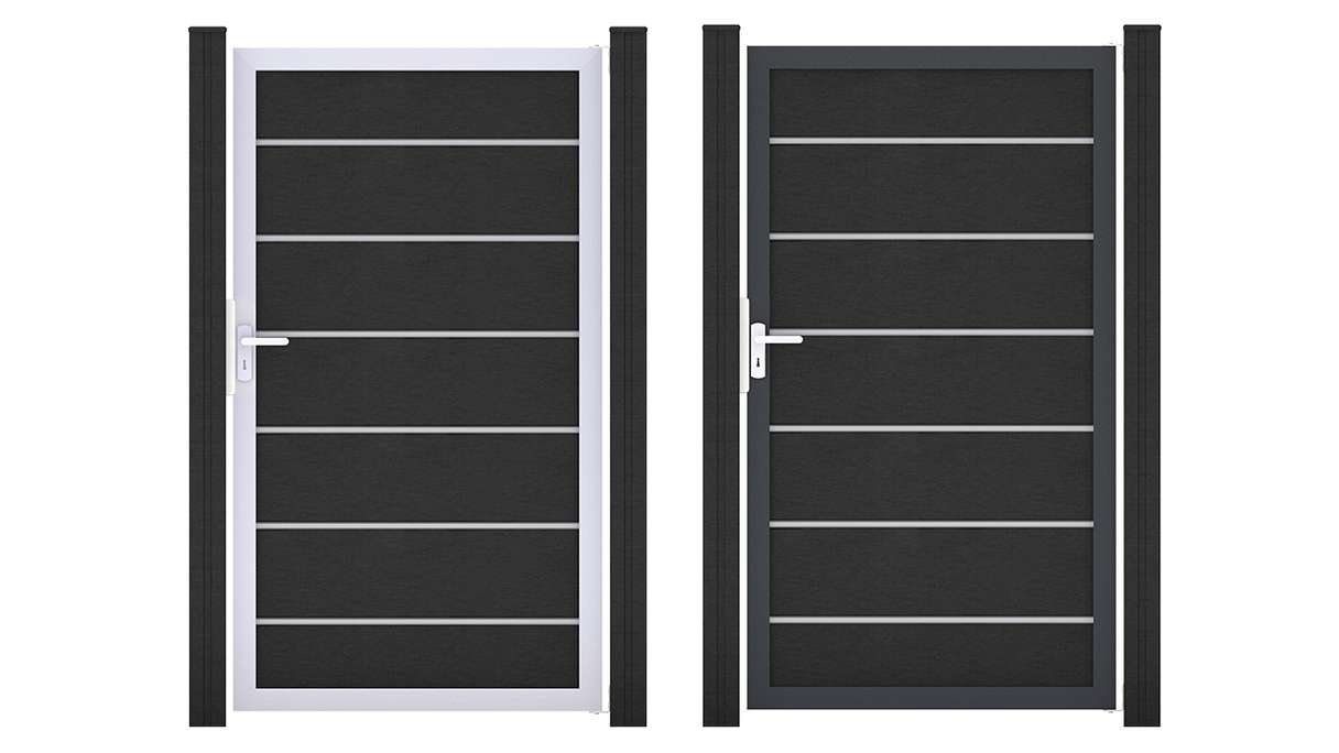planeo Gardence Deluxe – BPC Universal Gate, Anthracite Grey with Aluminium Frame, 100 x 180 x 4 cm